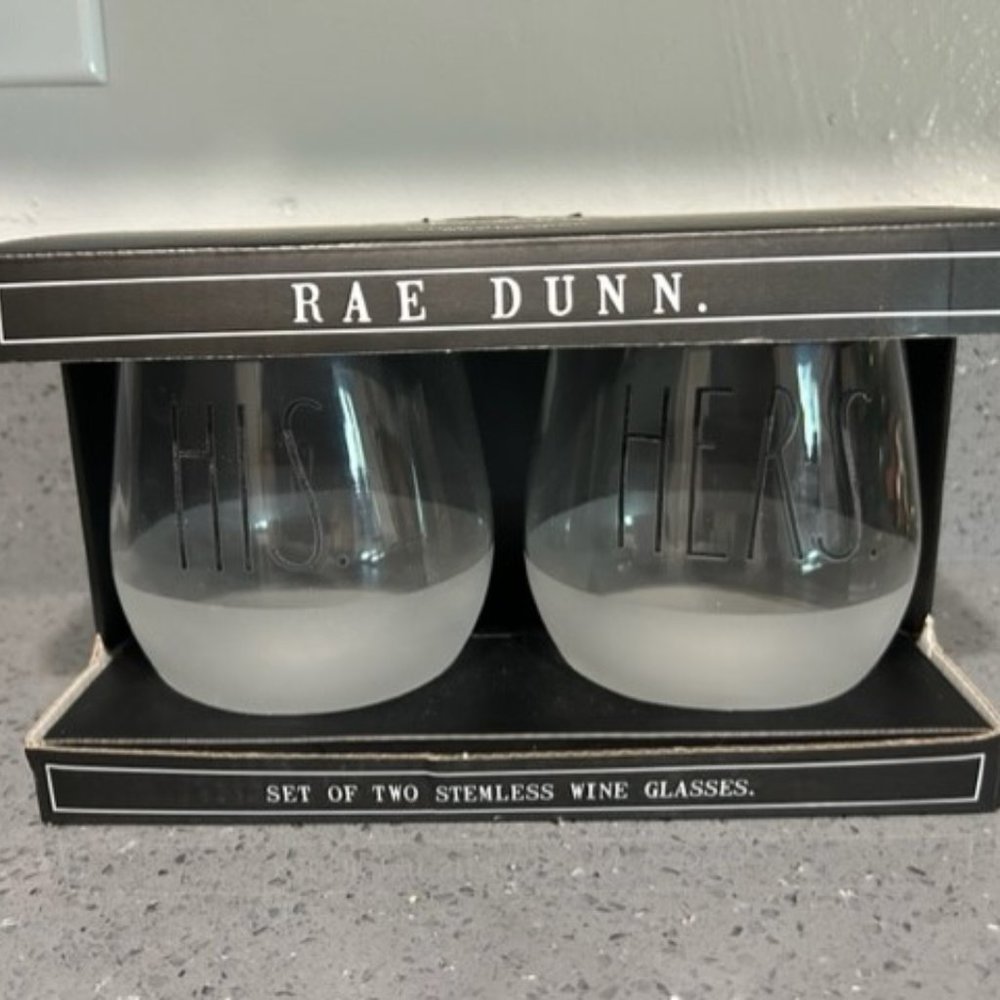 Rae Dunn Stemless Wine Glasses Drinkware BRAND NEW in Box